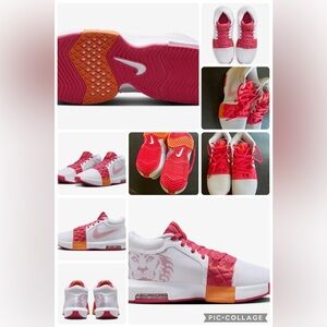 Nike White and Red LeBron witness 8 Sneakers  with Orange Accents